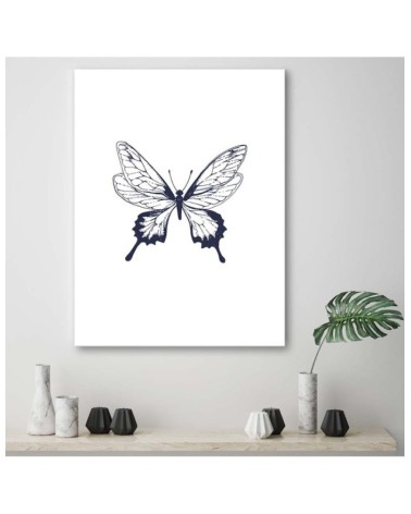 Wandbild für Wohnzimmer - Gezeichneter Schmetterling | Feeby