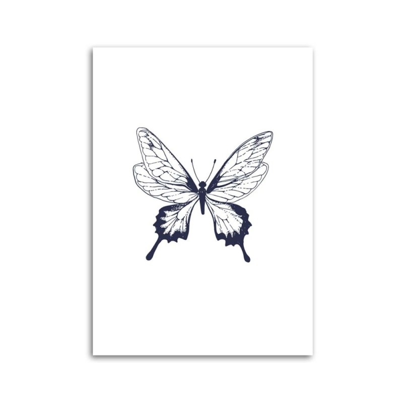 Wandbild für Wohnzimmer - Gezeichneter Schmetterling | Feeby