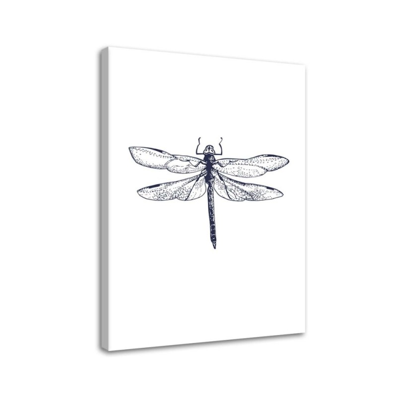 Dekoratives Leinwandbild - Gezeichnete Libelle | Feeby
