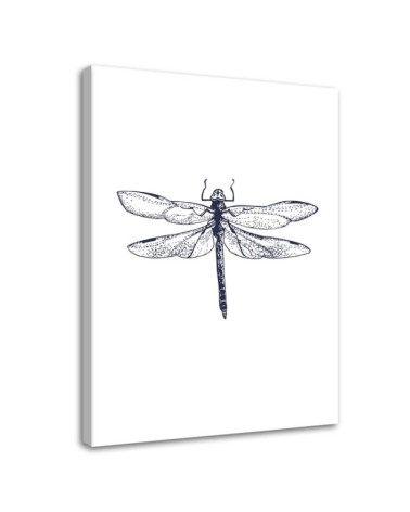 Wall art decoration - Drawn dragonfly - Canvas painting | FEEBY
