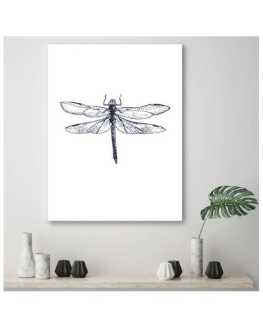 Dekoratives Leinwandbild - Gezeichnete Libelle | Feeby