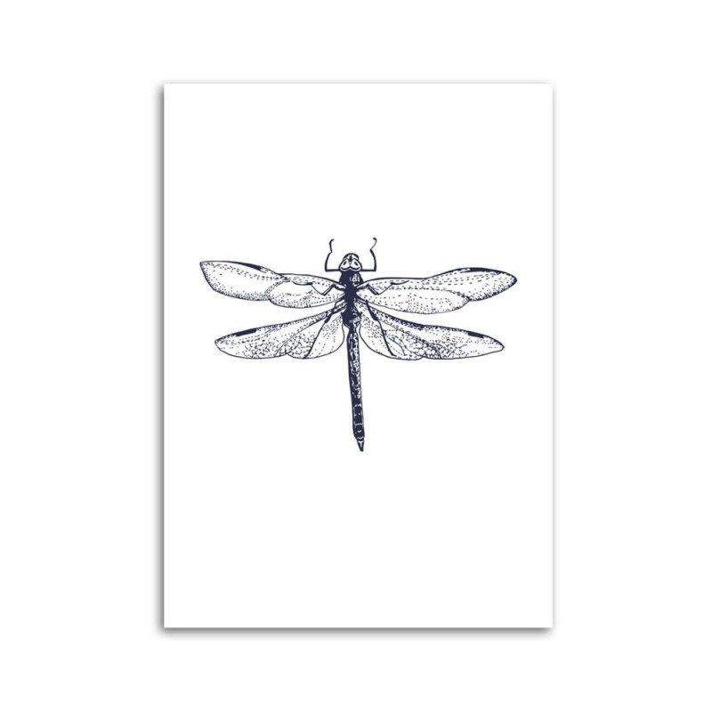 Dekoratives Leinwandbild - Gezeichnete Libelle | Feeby