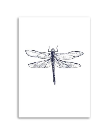 Dekoratives Leinwandbild - Gezeichnete Libelle | Feeby