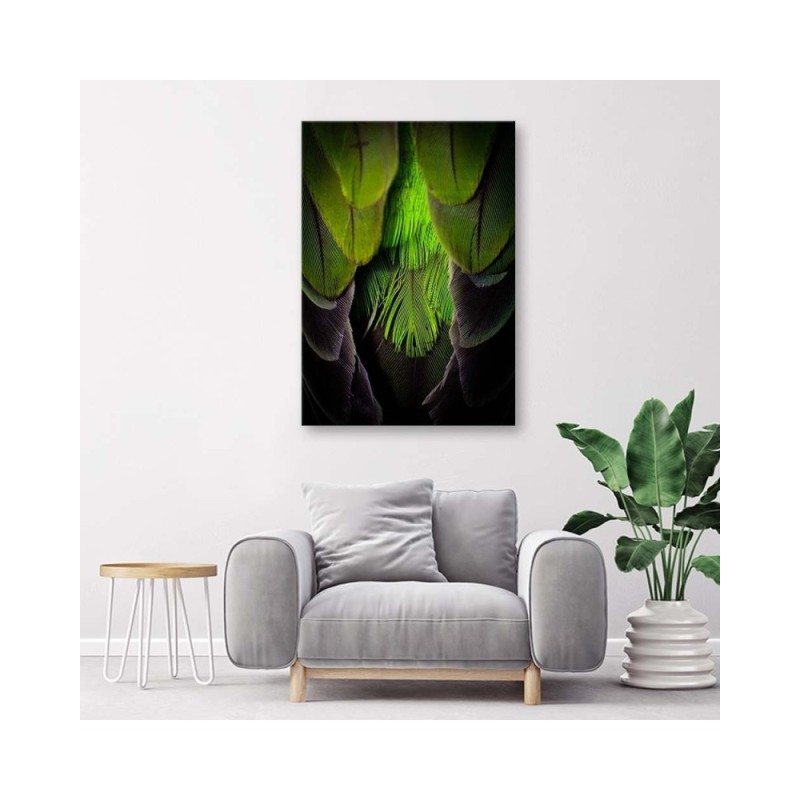 Leinwandbild - Grüne Federn | Feeby