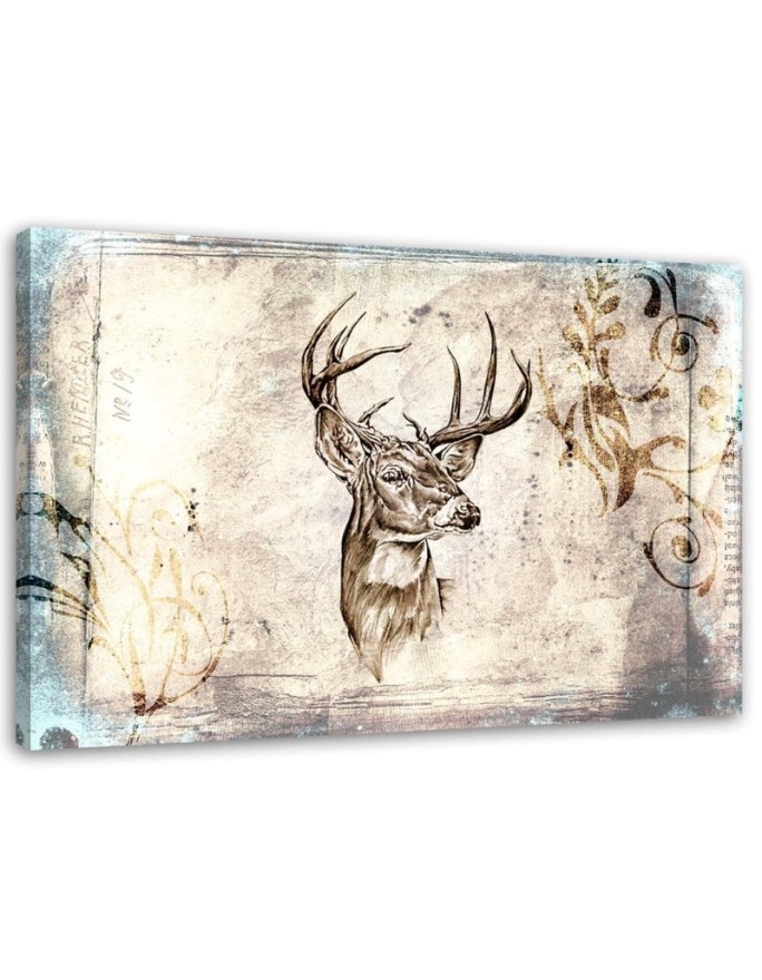 Dekoratives Leinwandbild - Skizze des Kopfes eines Rehs | Feeby