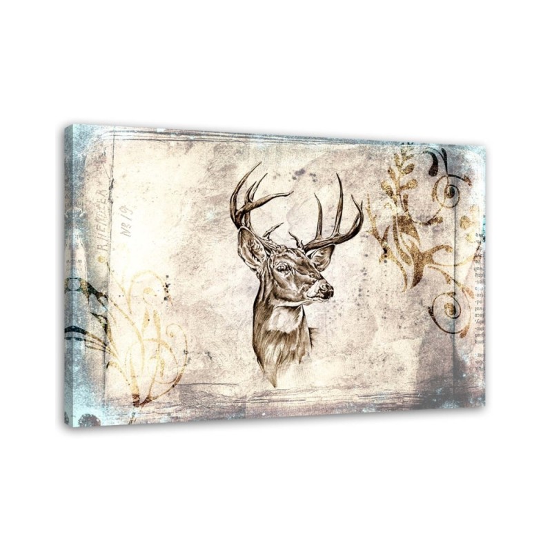 Dekoratives Leinwandbild - Skizze des Kopfes eines Rehs | Feeby