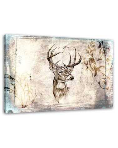 Dekoratives Leinwandbild - Skizze des Kopfes eines Rehs | Feeby