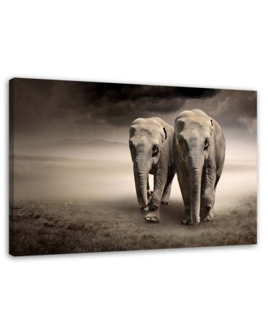 Canvas painting for living room - Elephants in the desert | FEEBY