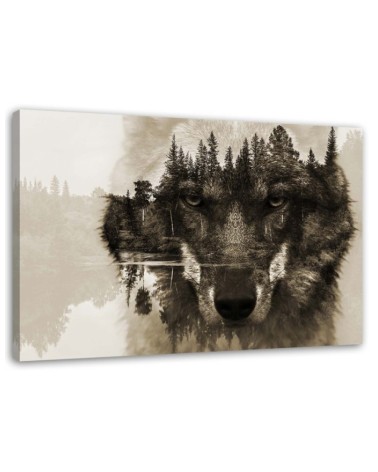 Canvas painting modern - Wolf on a forest background | FEEBY