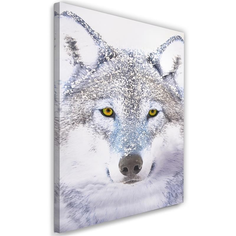 Modernes Wandbild - Weißer Wolf im Schnee | Feeby
