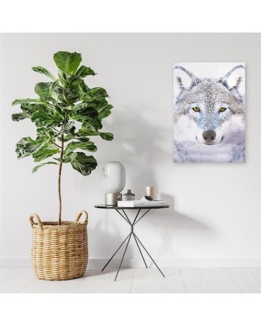 Modernes Wandbild - Weißer Wolf im Schnee | Feeby