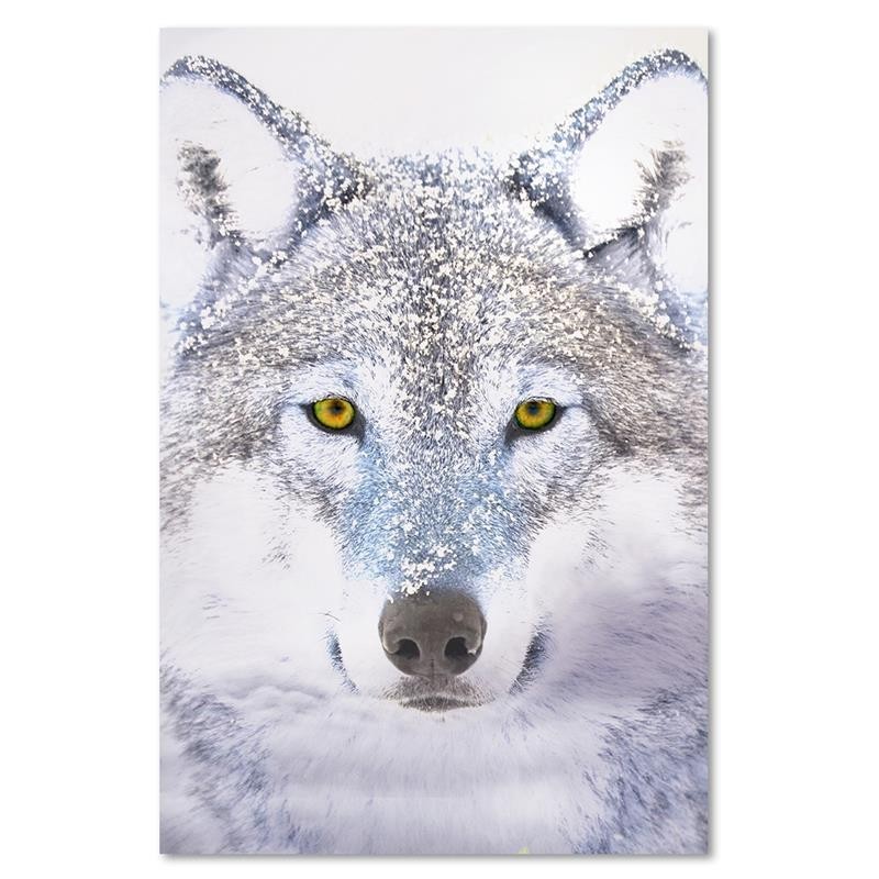 Modernes Wandbild - Weißer Wolf im Schnee | Feeby