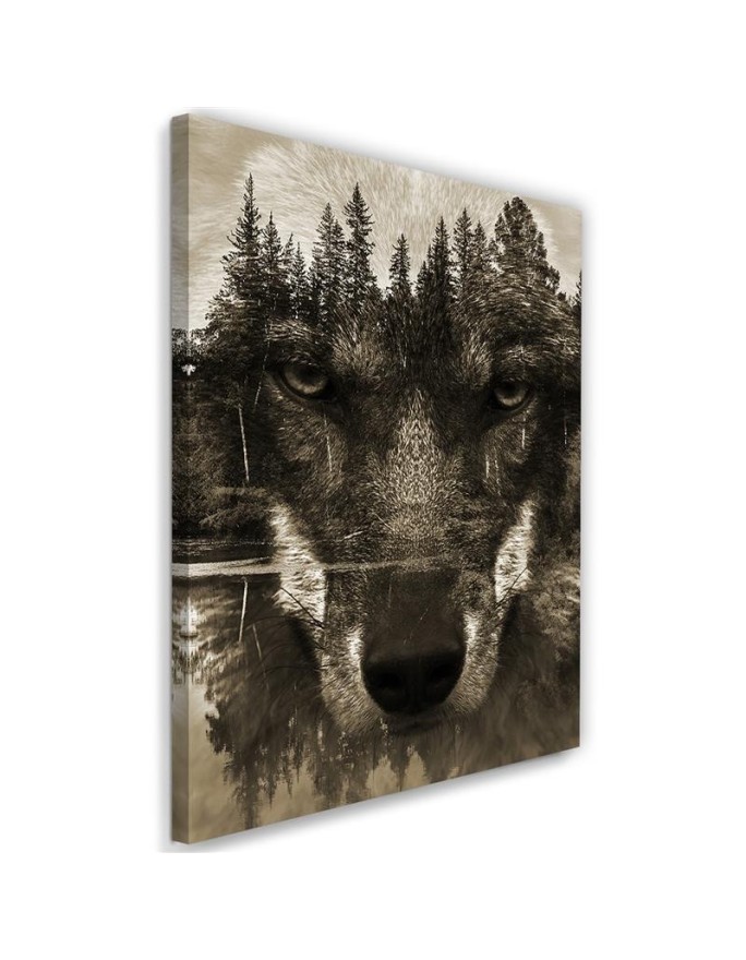 Dekoracja na ścianę - Czarny wilk abstrakcja sepia | FEEBY