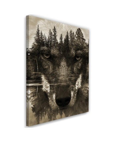 Bild auf Leinwand - Schwarzer Wolf abstrakt sepia | Feeby