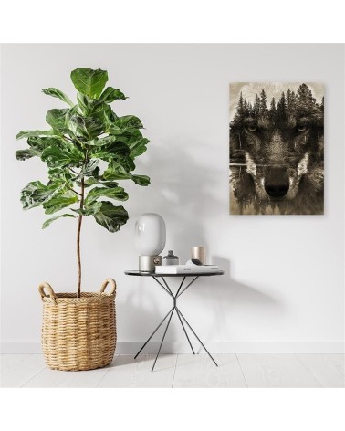 Bild auf Leinwand - Schwarzer Wolf abstrakt sepia | Feeby