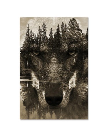 Bild auf Leinwand - Schwarzer Wolf abstrakt sepia | Feeby