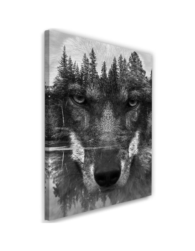 Leinwandbild - Schwarzer Wolf abstrakt | Feeby