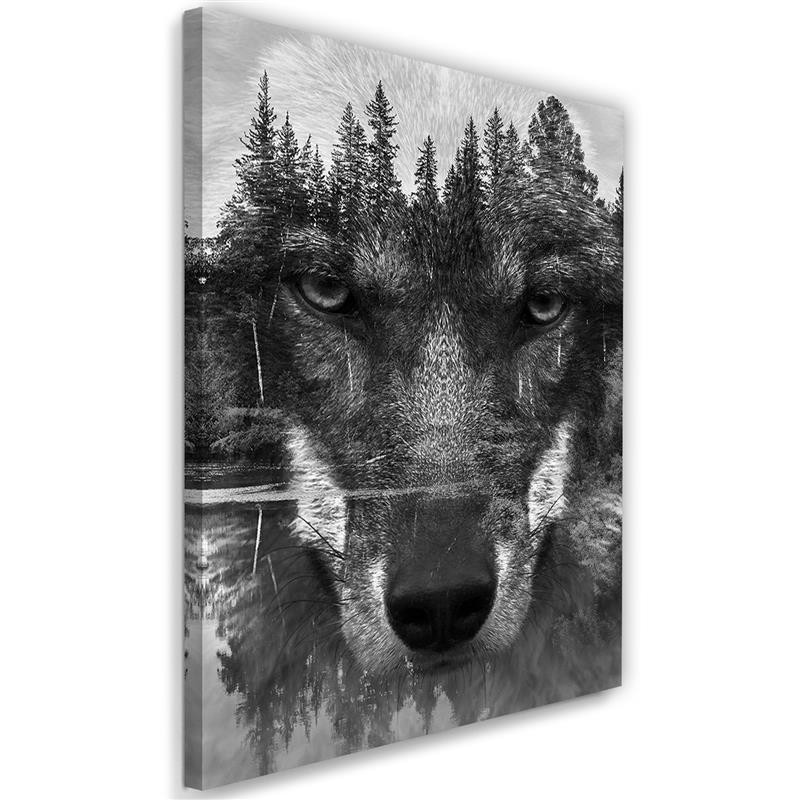 Leinwandbild - Schwarzer Wolf abstrakt | Feeby