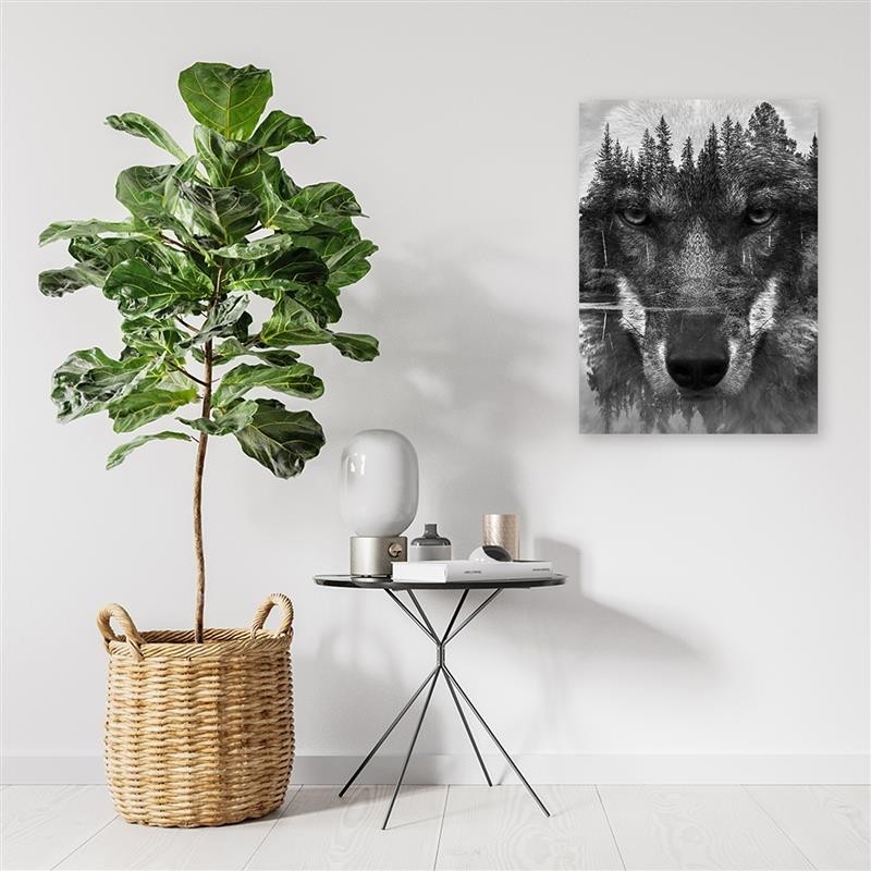 Leinwandbild - Schwarzer Wolf abstrakt | Feeby