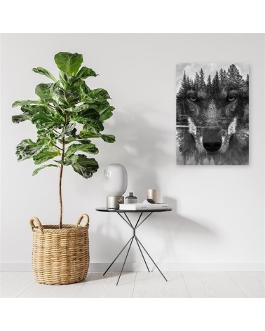 Leinwandbild - Schwarzer Wolf abstrakt | Feeby