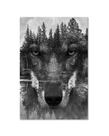 Leinwandbild - Schwarzer Wolf abstrakt | Feeby