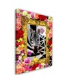Zebra and colourful roses - Modern canvas painting | FEEBY