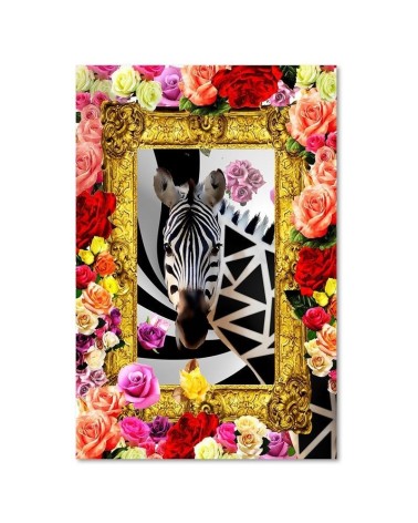 Leinwandbild - Zebra und bunte Rosen | Feeby