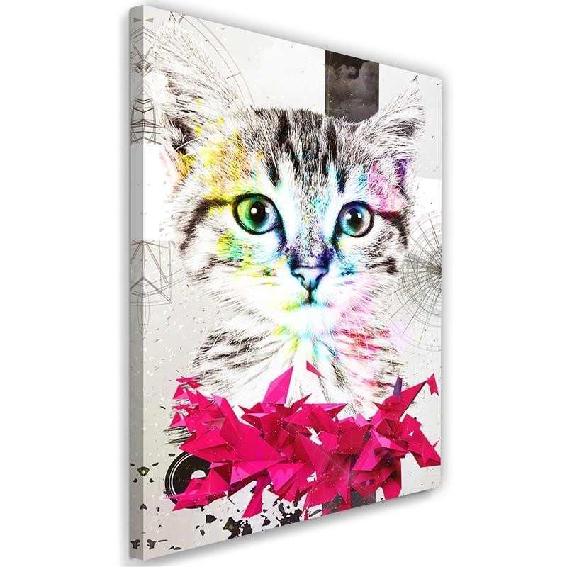 Abstract colourful cat - Wall art decoration for living room | FEEBY
