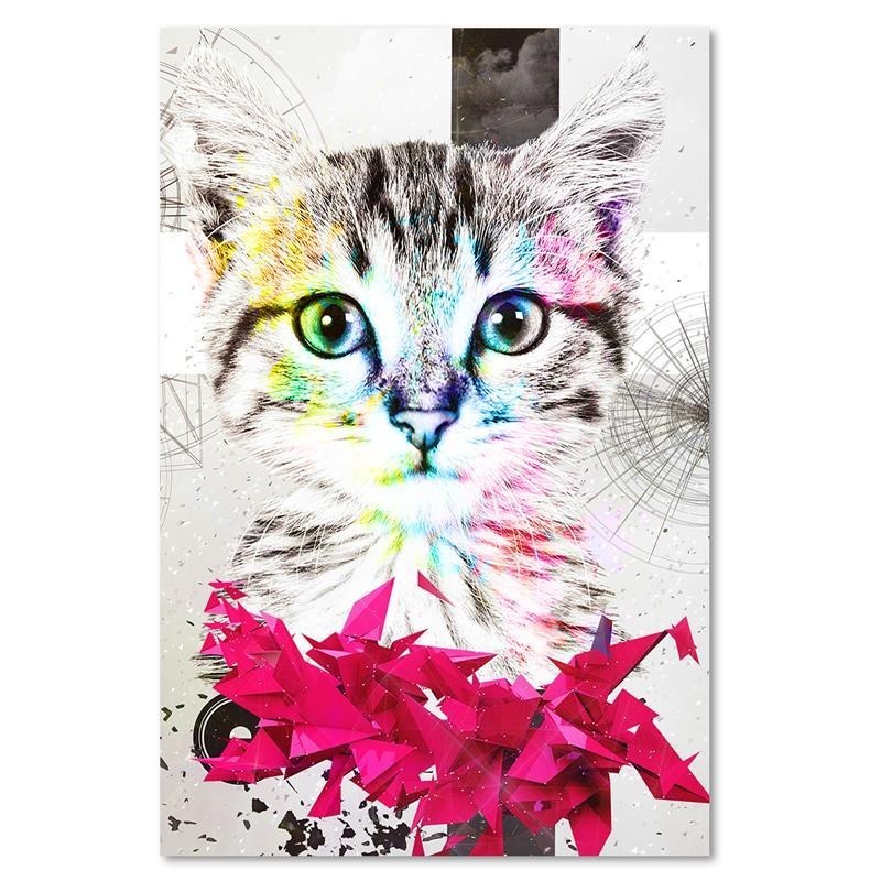 Leinwandbild - Abstrakte Katze und Formen | Feeby