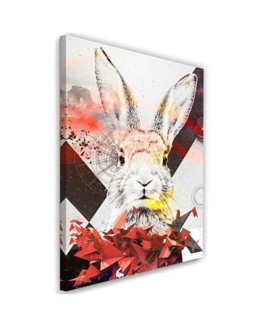 Abstract colourful rabbit - Decorative Canvas  painting for living room | FEEBY