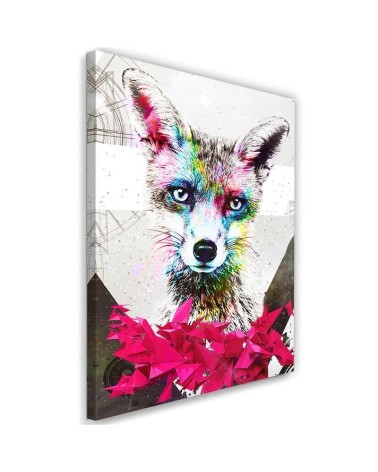 Decorative canvas painting for living room - Abstract colourful fox | FEEBY