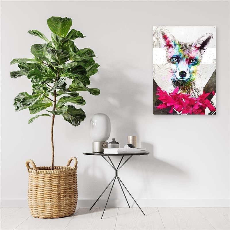 Obraz na płótnie do salonu - Abstrakcyjny kolorowy lis | FEEBY