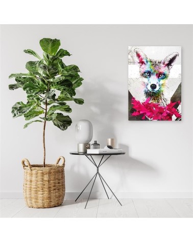 Obraz na płótnie do salonu - Abstrakcyjny kolorowy lis | FEEBY