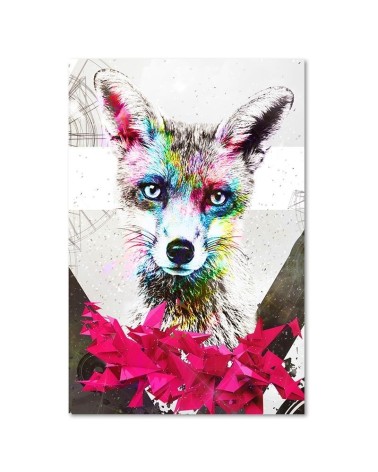 Obraz na płótnie do salonu - Abstrakcyjny kolorowy lis | FEEBY