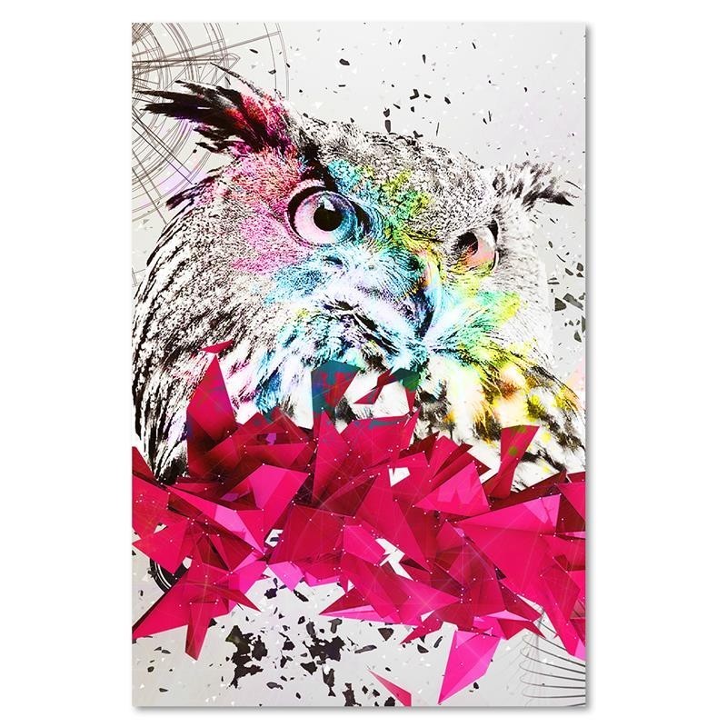 Leinwandbild - Abstrakte Eule und Formen | Feeby