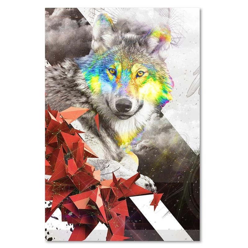 Bild auf Leinwand - Abstrakte Wölfe und Formen | Feeby