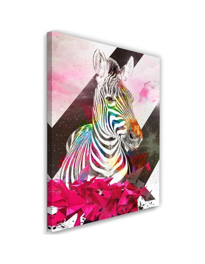 Abstrakcyjna kolorowa zebra - Nowoczesny obraz na płótnie | FEEBY