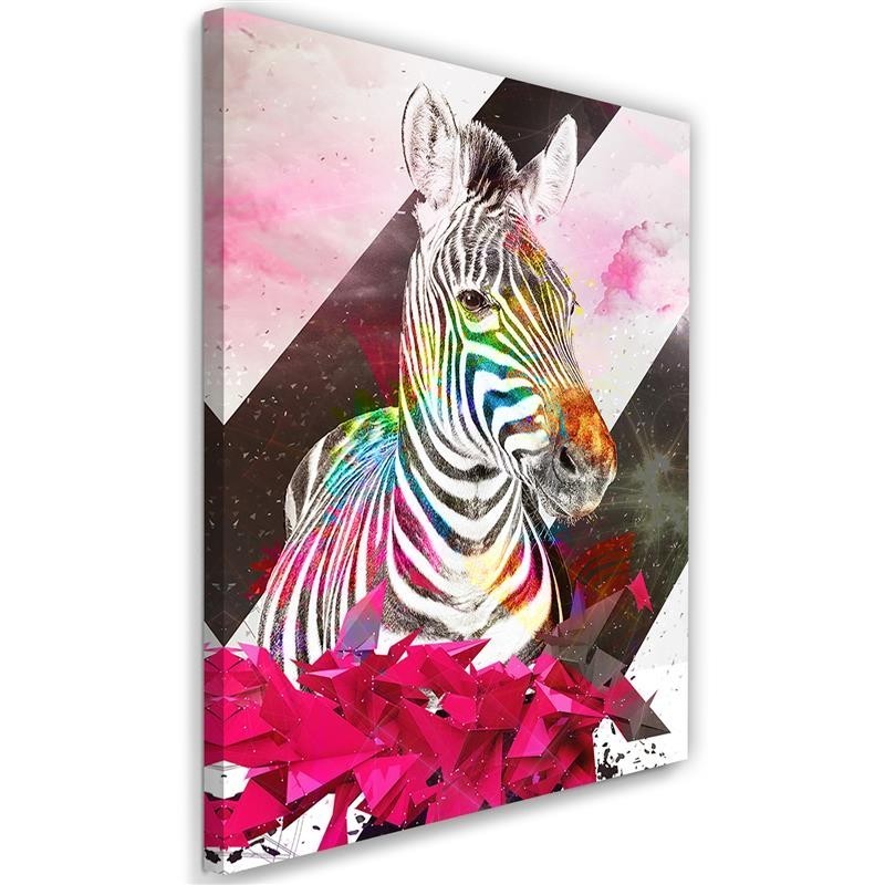 Abstrakcyjna kolorowa zebra - Nowoczesny obraz na płótnie | FEEBY