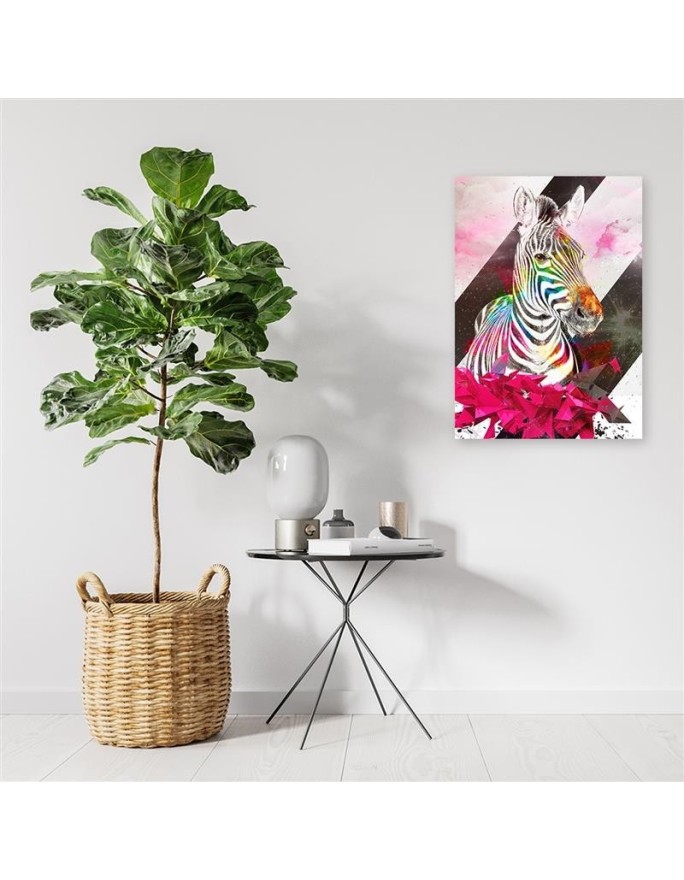 Abstrakcyjna kolorowa zebra - Nowoczesny obraz na płótnie | FEEBY