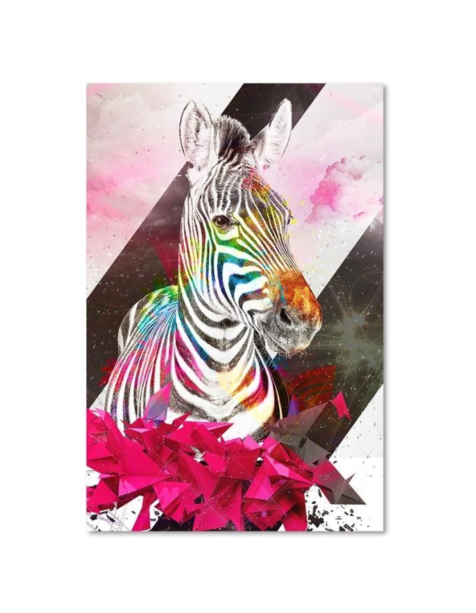 Abstrakcyjna kolorowa zebra - Nowoczesny obraz na płótnie | FEEBY