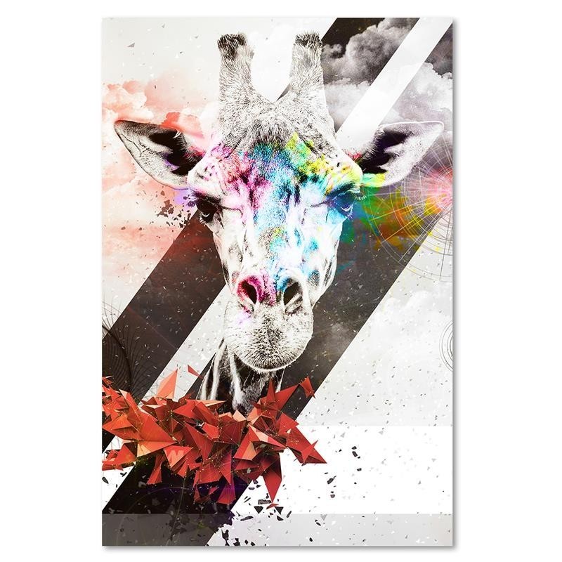 Leinwandbild - Abstrakte Giraffe und Formen | Feeby