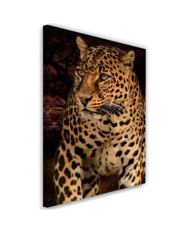 Leopard on black background- Canvas painting for living room | FEEBY