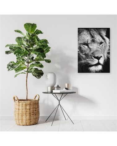 Dekoratives Leinwandbild - Schwarzer und weißer Löwe | Feeby