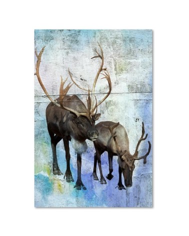 Bild auf Leinwand - Hirsche und Rentiere im Winter | Feeby