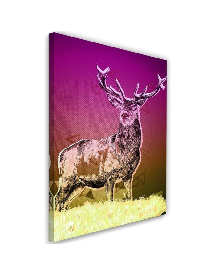 Leinwanddruck - Hirsche im Schnee auf farbigem Hintergrund | Feeby