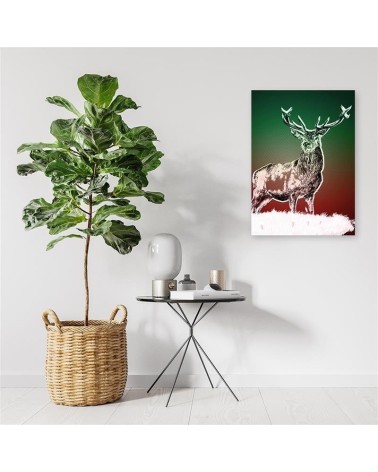 Leinwandbild - Abstrakte Hirsche im Schnee | Feeby