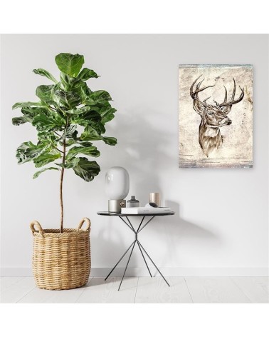 Leinwandbild modern - Hirsch-Skizze 1-teilig | Feeby