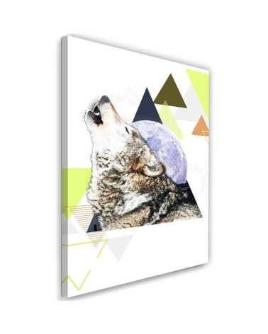 Leinwandbild - Abstrakter Wolf auf einem Mond Hintergrund | Feeby