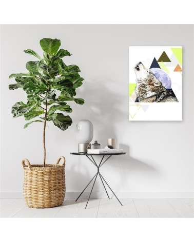 Leinwandbild - Abstrakter Wolf auf einem Mond Hintergrund | Feeby