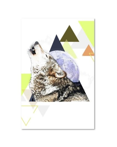 Leinwandbild - Abstrakter Wolf auf einem Mond Hintergrund | Feeby